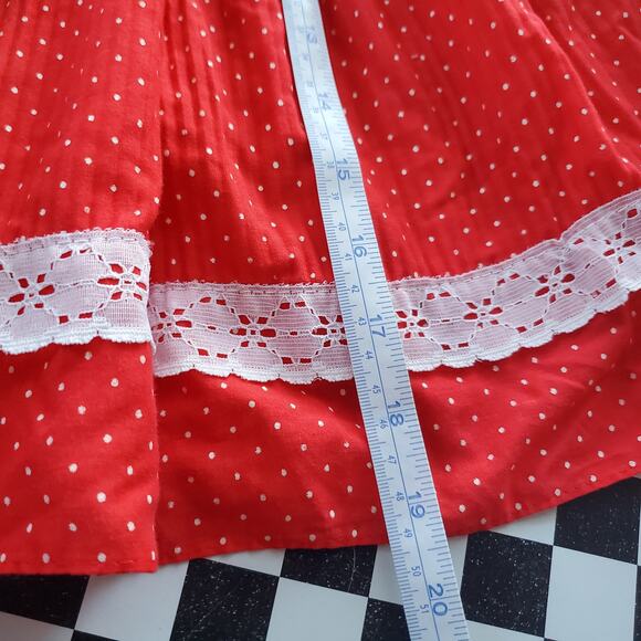 VTG 80s Baby Girl Red Polka Dot Dress Size 18M - Picture 10 of 10